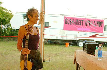 Joan Baez at Camp Casey - Click Pix to View VidClip of "Joe Hill"