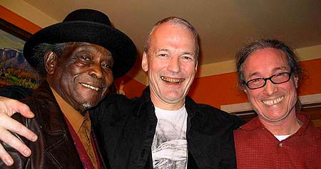 - David "HoneyBoy" Edwards, Michael Dean Pollock and Michael Frank of Earwig Music -  Click Here to Learn More About David "Honeyboy" Edwards!