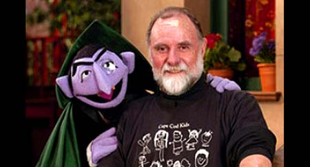 Count von Count with Seame Street Muppeteer, Jerry Nelson - Click Here To Read Jerry's Sesame Stret 40th Anniversary Reflect, "39 Years on A 40 Year Old Street."